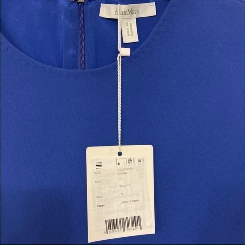 MAX MARA Giara Sleeveless A-Line Stretch-Crepe Dress in Royal Blue Size 14 - Picture 6 of 15